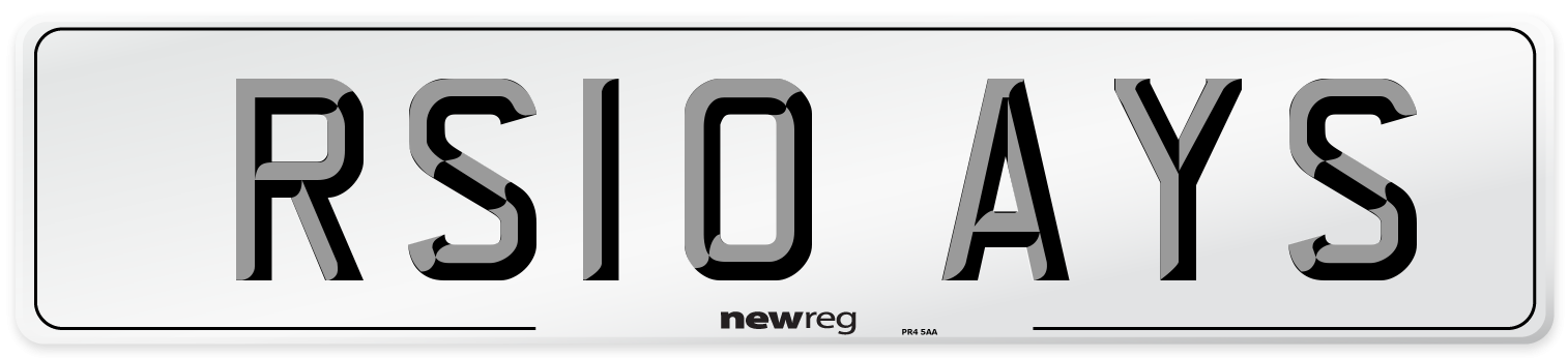 RS10 AYS Number Plate from New Reg